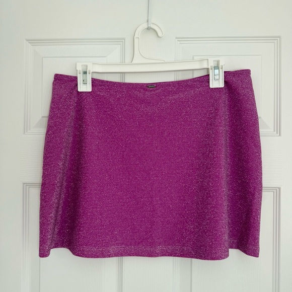 Victorias Secret PINK Swim Cover Up Mini Skirt Womens Large Magenta Shimmer - Picture 3 of 10